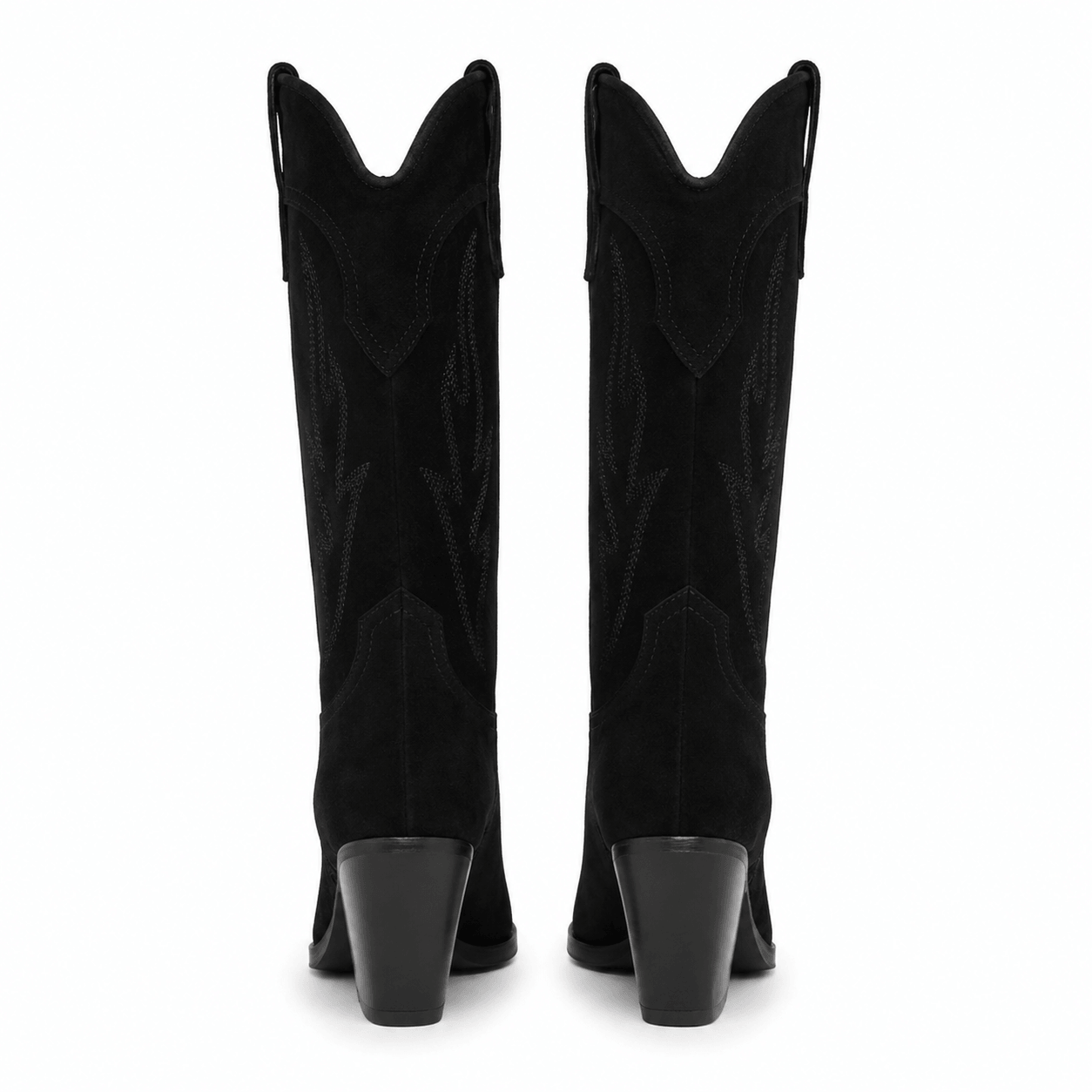 Dakota Boots Schwarz Wildleder – Rückansicht Blockabsatz | LiBEAU
