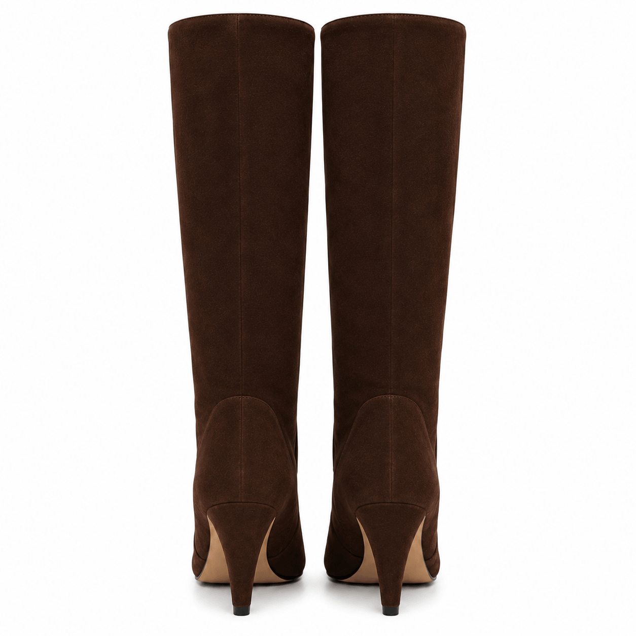 Ally Pumps Dunkelbraun Wildleder – Rückansicht Absatz | LiBEAU

