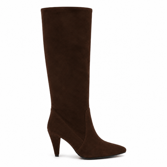 Ally Pumps Dunkelbraun Wildleder – Vorderansicht | LiBEAU
