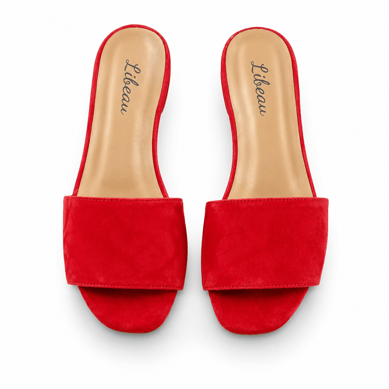 Feya Slipper – Rote Wildleder-Slipper Hauptansicht, flach & leicht | LiBEAU
