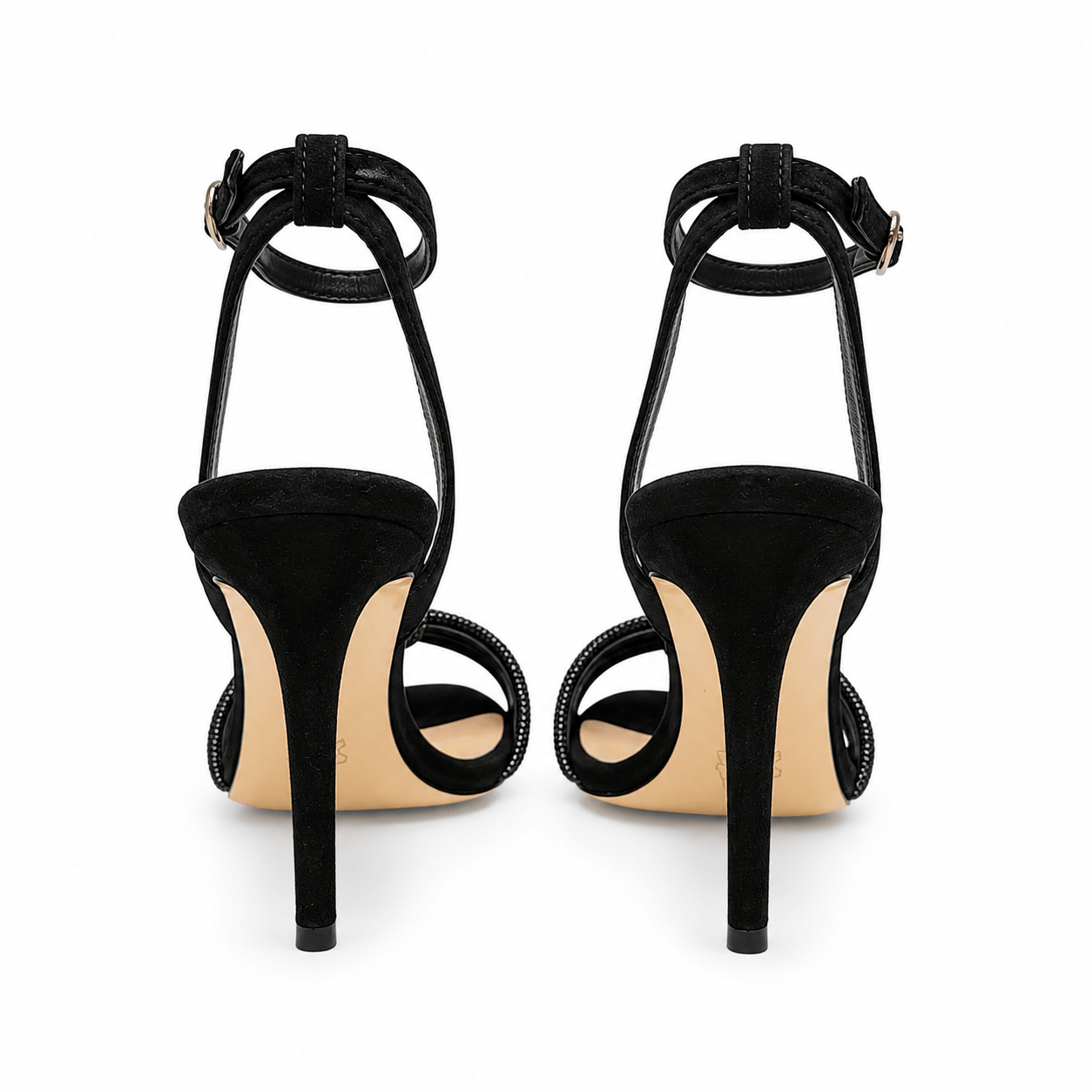 Forever Love Sandals – LiBEAU 10 cm Stiletto-Absatz schwarz Wildleder, Detailansicht Absatz Forever Love Sandals | LiBEAU
