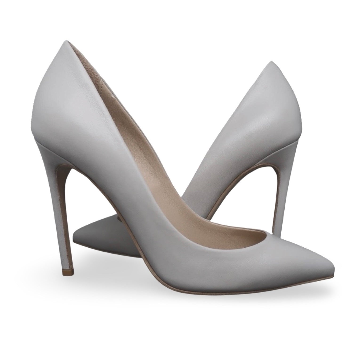 Gristal Pumps – Hellgraue Leder High Heels mit spitzer Zehenpartie, passend zur Twiggy Gris | LiBEAU
