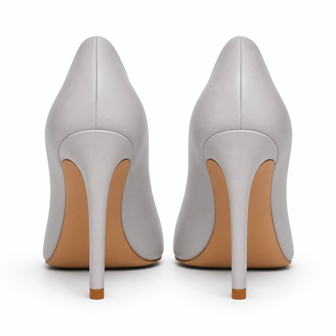 Grey Mouse Pumps – LiBEAU Damen High Heel Pumps in Grau aus Leder, Rück-Ansicht mit elegantem 10 cm Absatz | LiBEAU
