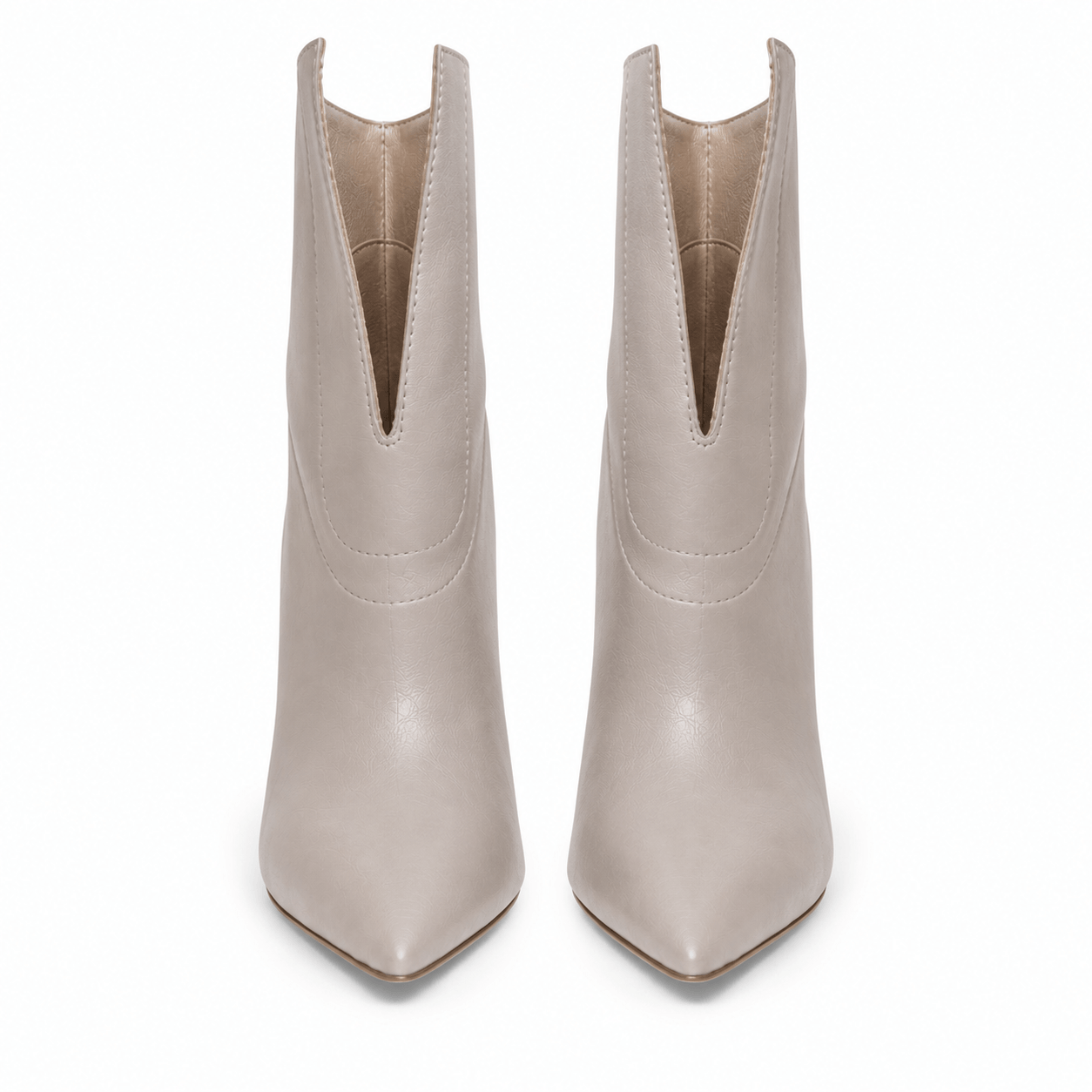 Gristal Stiefeletten – LiBEAU graue Leder Ankle Boots von oben, eleganter Schaft und feminine Zehenpartie | LiBEAU
