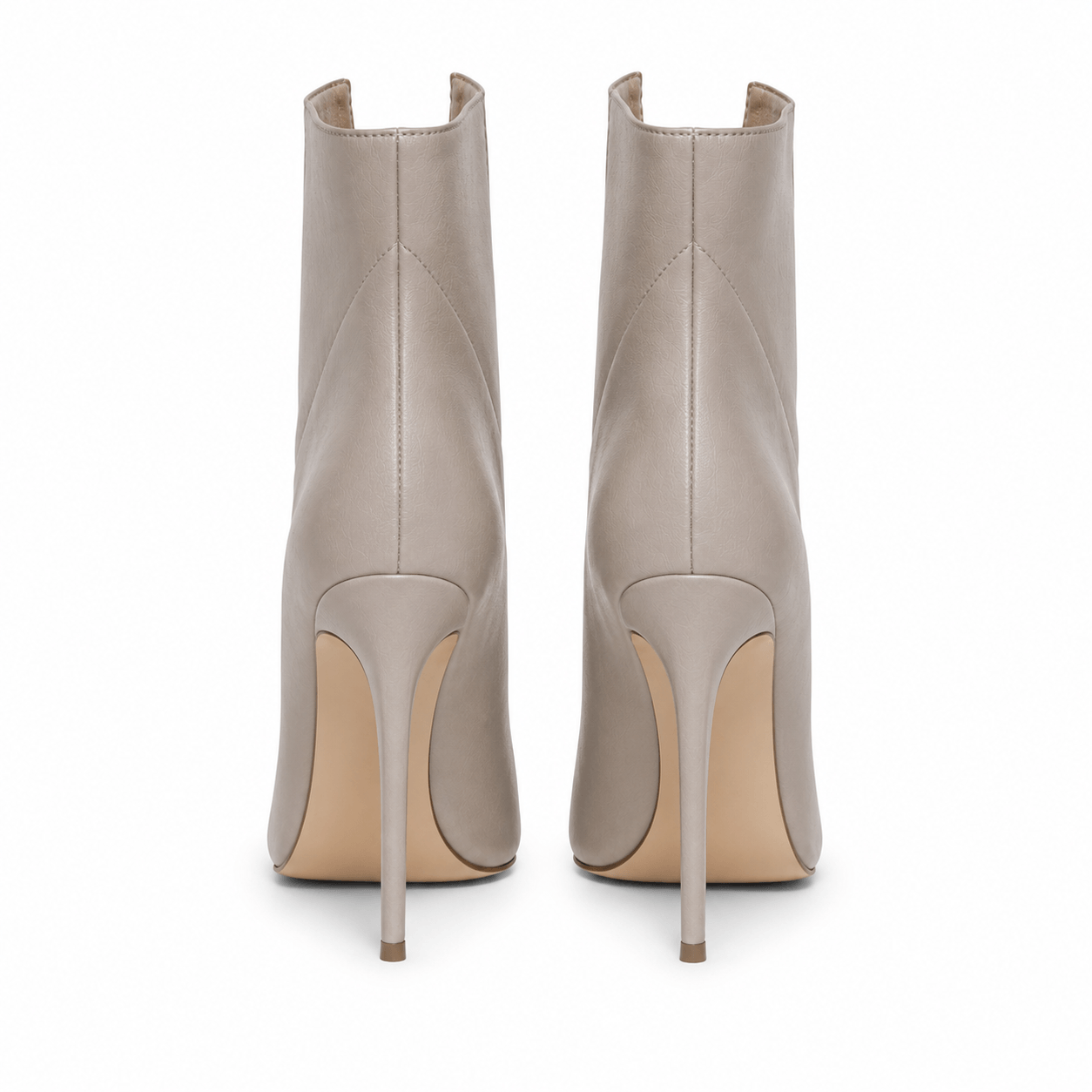 Gristal Stiefeletten – LiBEAU Detailansicht 10 cm Absatz Grau Leder, schlanker High Heel Gristal Stiefeletten | LiBEAU
