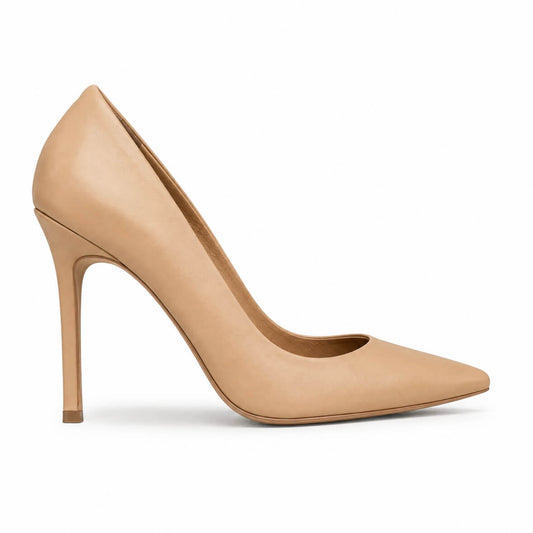 Kelly Pumps – LiBEAU Damen High Heel Pumps in Nudé aus Leder, klassische Zehenpartie, Frontansicht | LiBEAU
