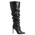 Leslie Boots – Damen Overknee Stiefel Schwarz Leder 10 cm Absatz Verführerisch