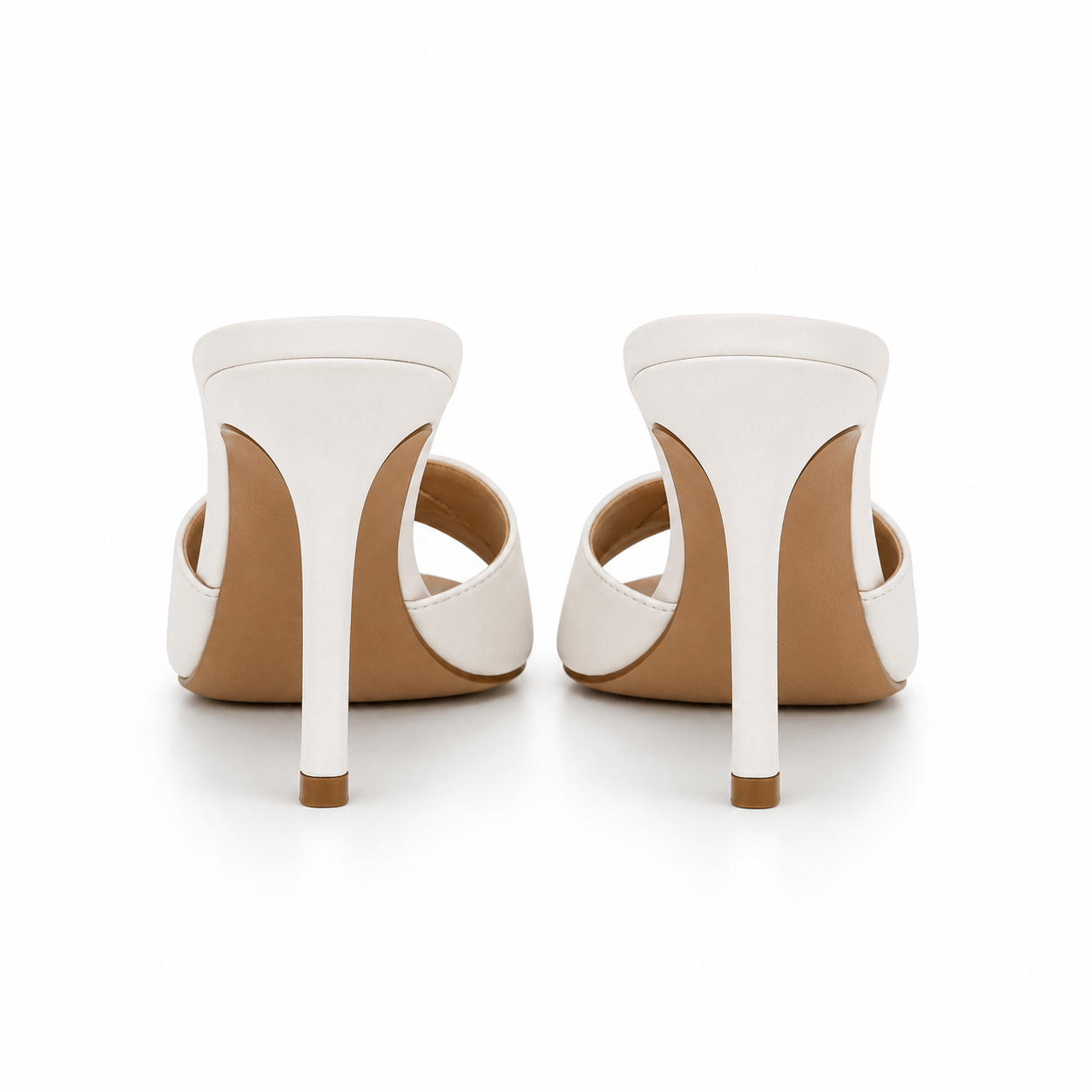 Manon Mules Weiß – Absatzdetail, 8 cm Stiletto aus Leder | LiBEAU
