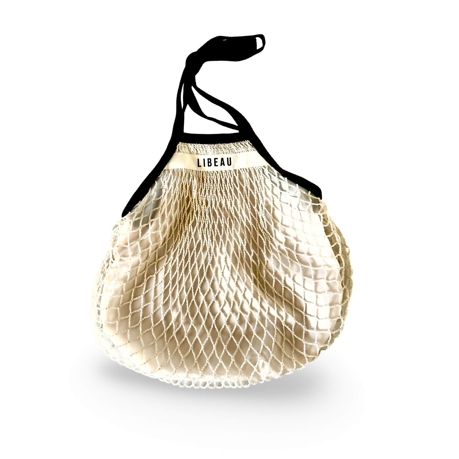 Netztasche Marine – Netz-Shopper Beige & Dunkelblau mit Innenfutter, Hauptansicht | LiBEAU
