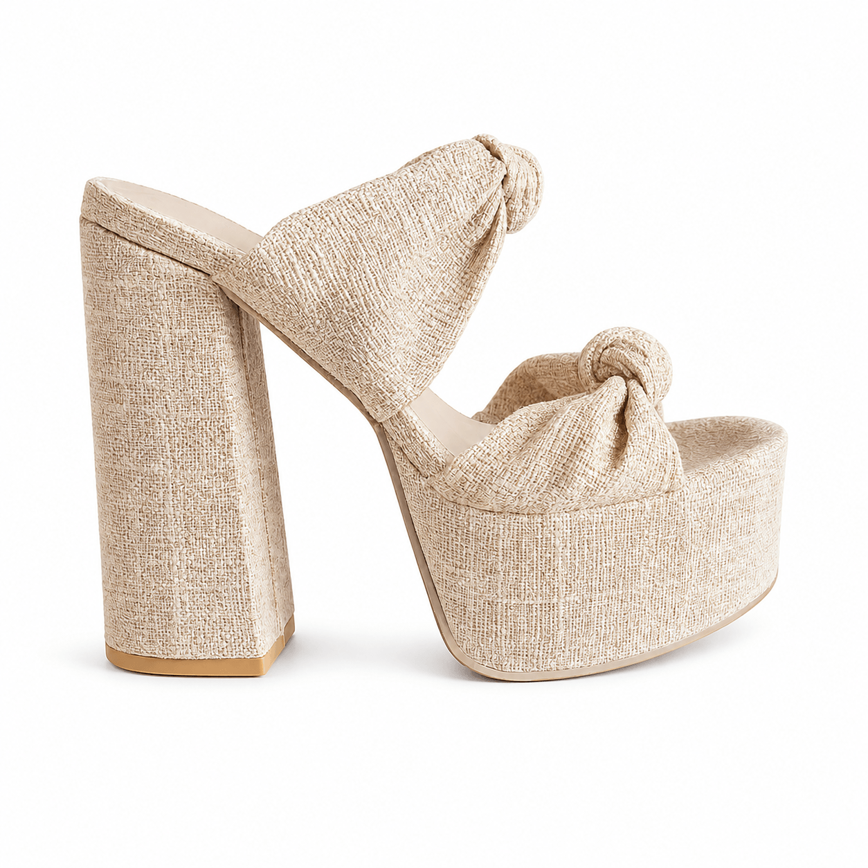 Noel Shoes – Beige High Heels Detailansicht Knotendesign | LiBEAU
