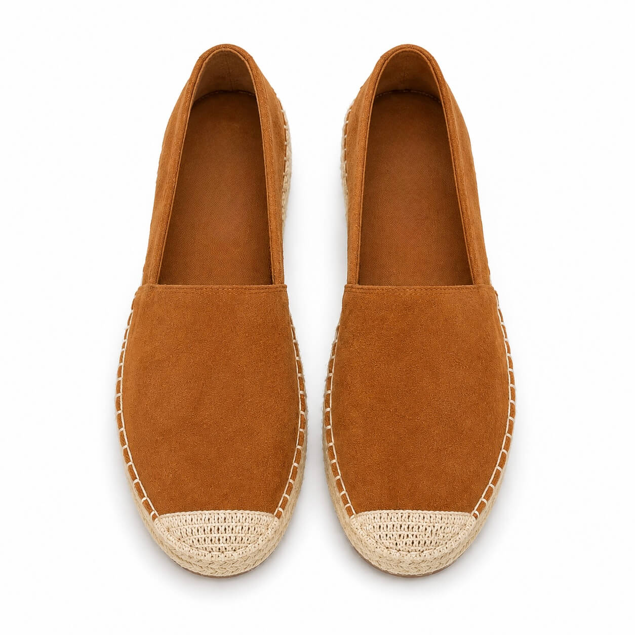 Nola Espadrilles Cognac – Detailansicht geflochtener Zehenbereich & Jute-Sohle | LiBEAU
