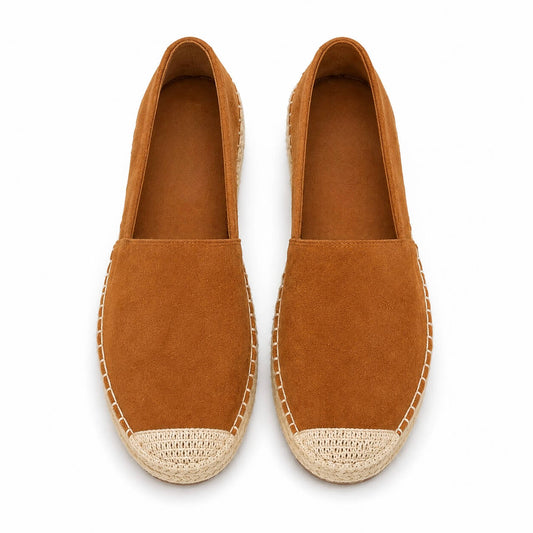 Nola Espadrilles Cognac – Detailansicht geflochtener Zehenbereich & Jute-Sohle | LiBEAU
