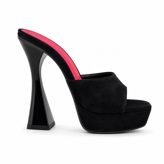 Nova Plateau-Mules – Schwarze High Heels mit Flared-Absatz