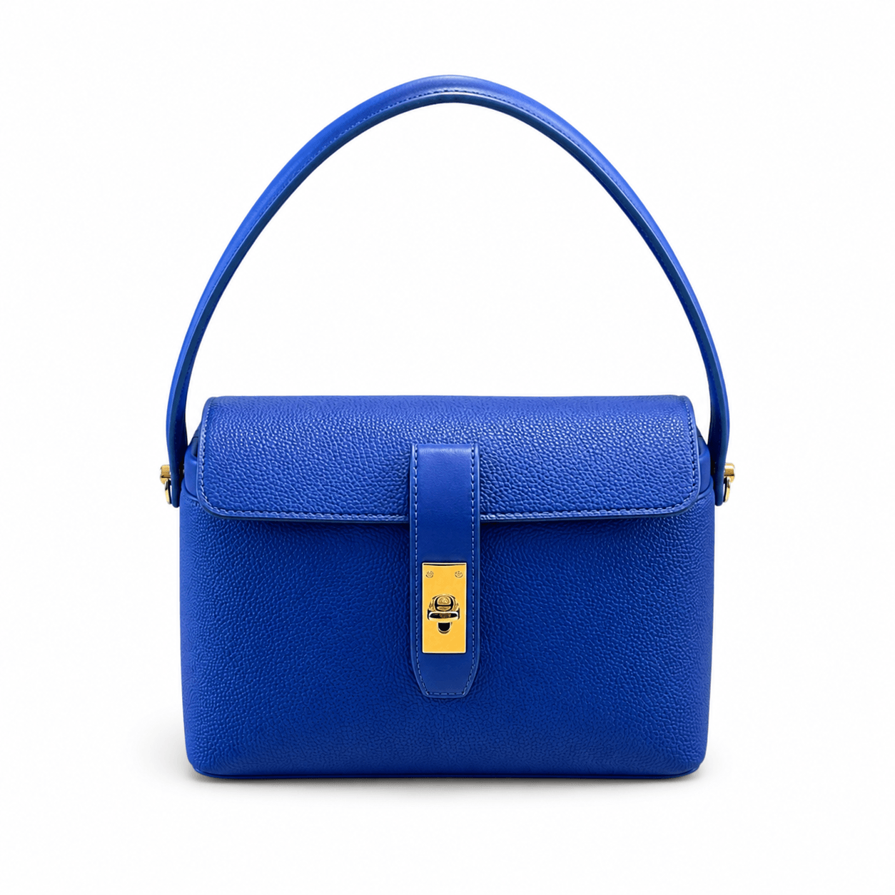 Handbag Royal – Damen Henkeltasche Royalblau mit Goldverschluss, Frontansicht | LiBEAU
