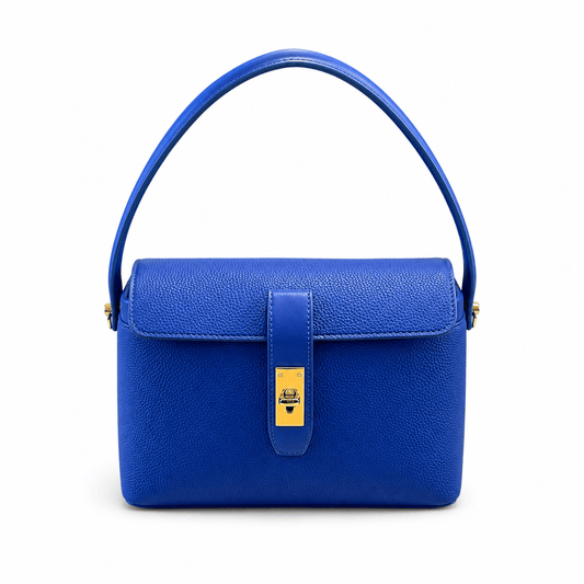 Handbag Royal – Damen Henkeltasche Royalblau mit Goldverschluss, Frontansicht | LiBEAU
