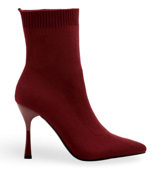 Scarlet Stiefeletten – Bordeaux High-Heel-Strumpfstiefel
