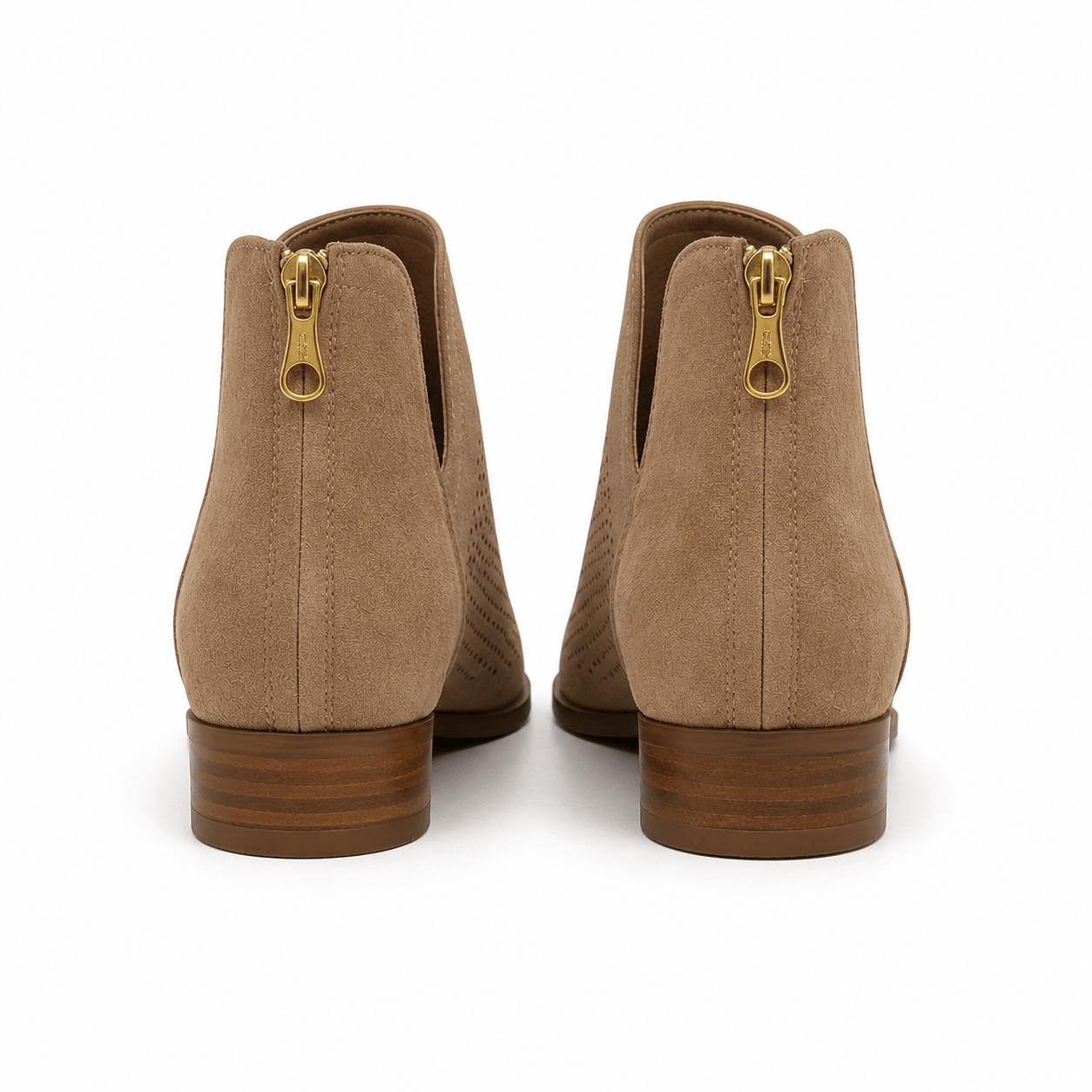 Sonora Boots Beige – Rückansicht, goldener Reißverschluss & seitliches Cut-Out | LiBEAU
