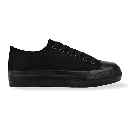 Verse Sneaker – Schwarze Canvas-Sneaker mit Plateau, Hauptansicht | LiBEAU
