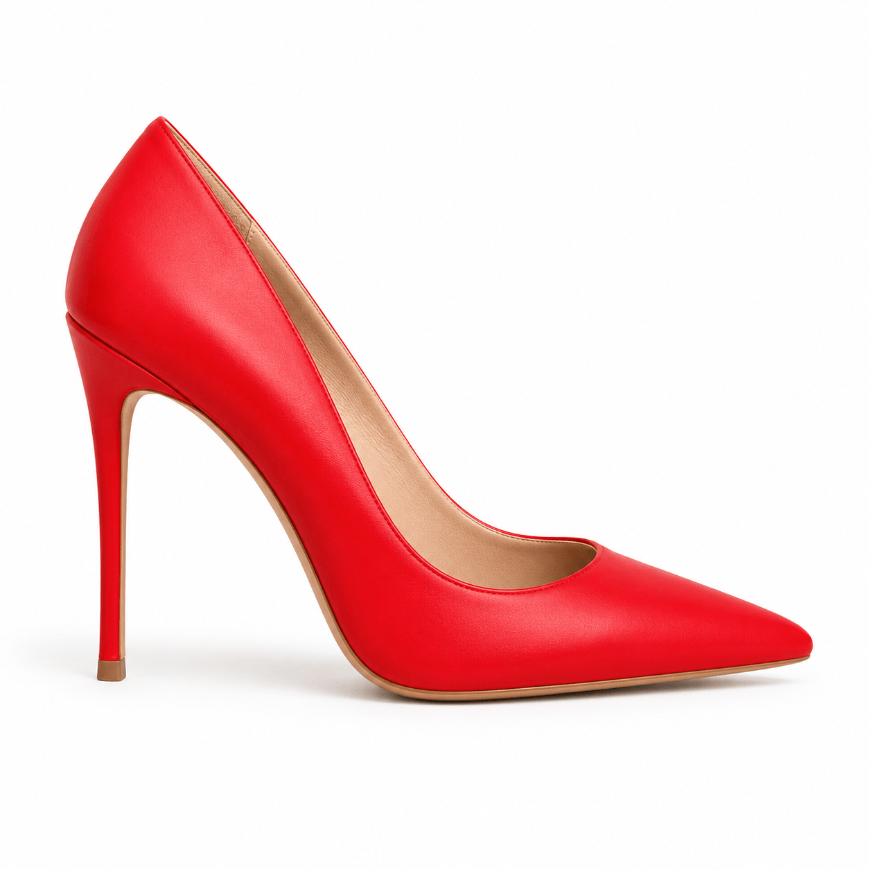 Zora Pumps – LiBEAU rote Leder-Pumps seitlich, eleganter 10 cm Absatz, zeitloser klassischer Style, Seitenansicht | LiBEAU
