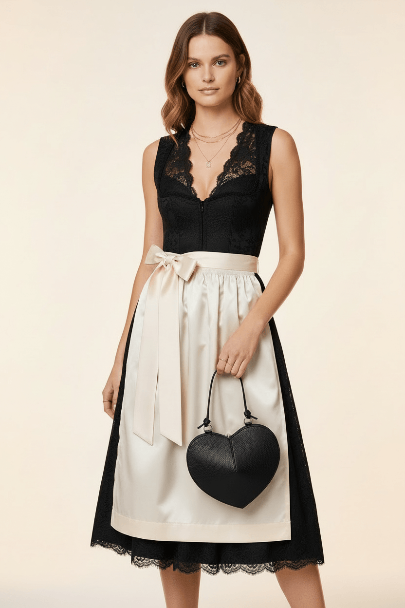 Bag Lovely – Herzförmige Leder-Tasche Schwarz zum Dirndl, Outfit Inspiration | LiBEAU
