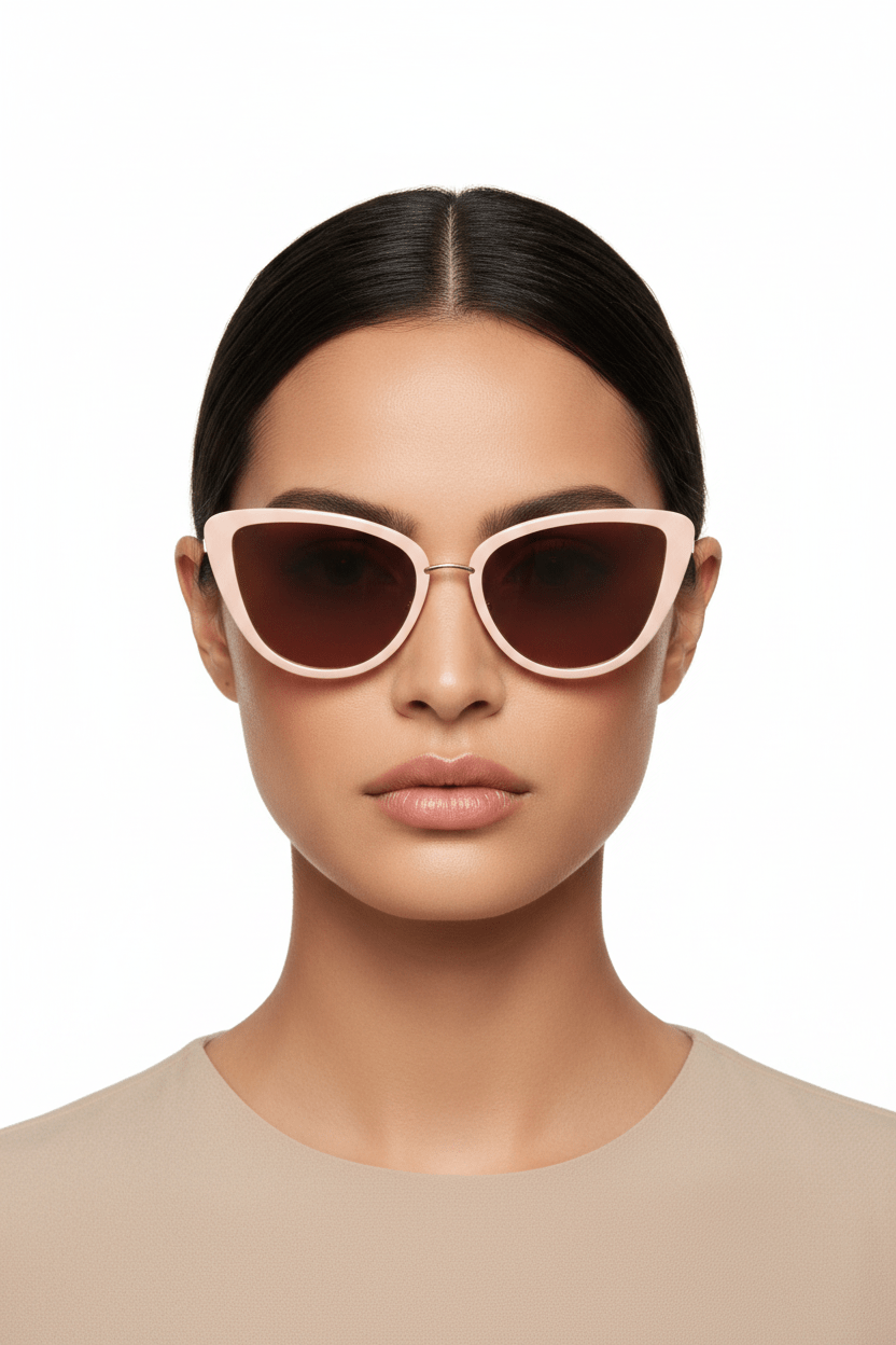 Model trägt Modebrille in Rosé, Vintage