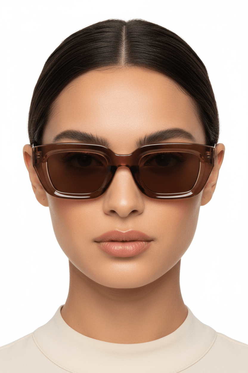 Model trägt Modebrille Chocolat
