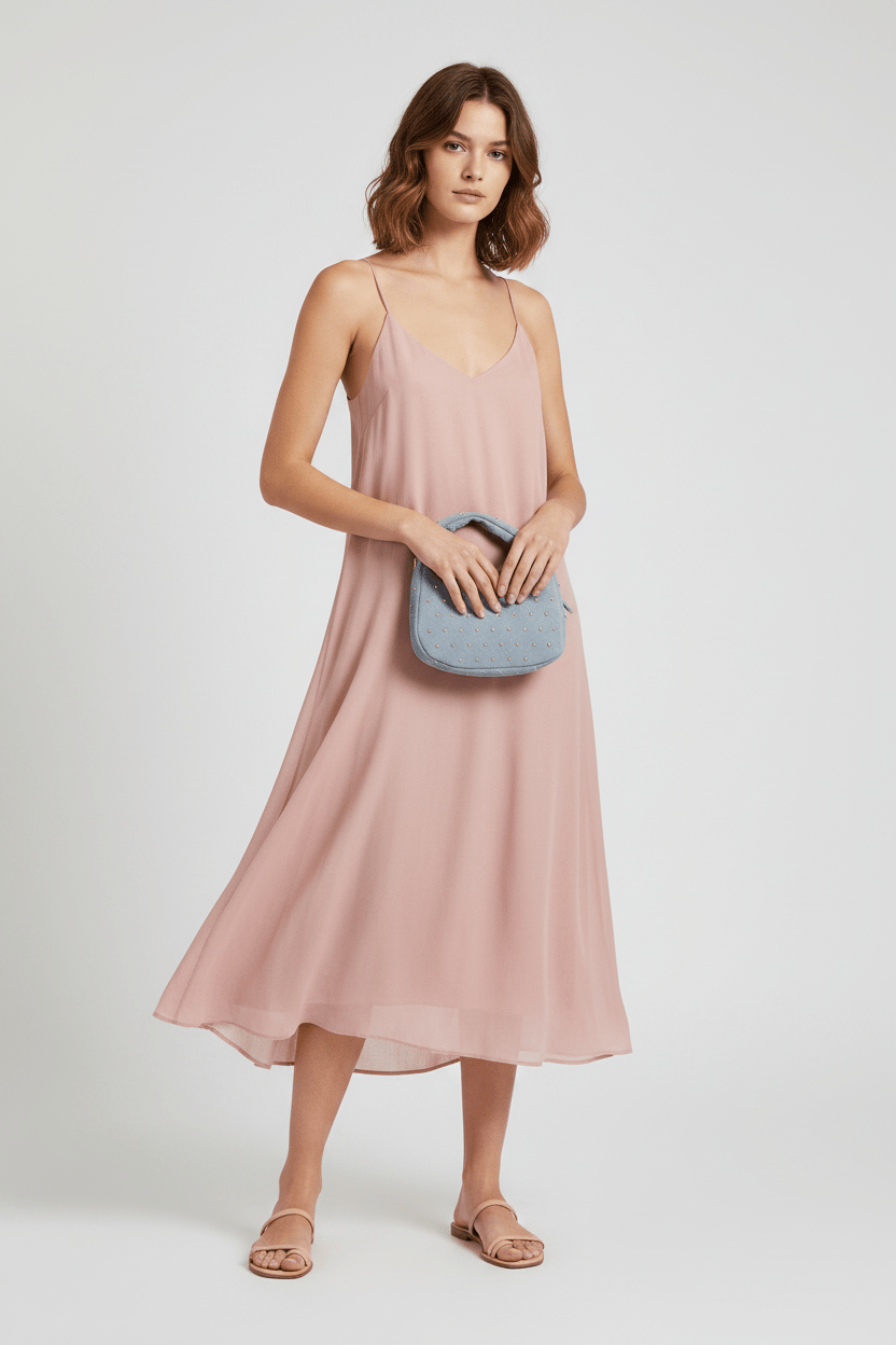 Kitty Clutch – Hellblaue Wildleder Clutch mit Nieten & Goldkette zum Sommerkleid | LiBEAU
