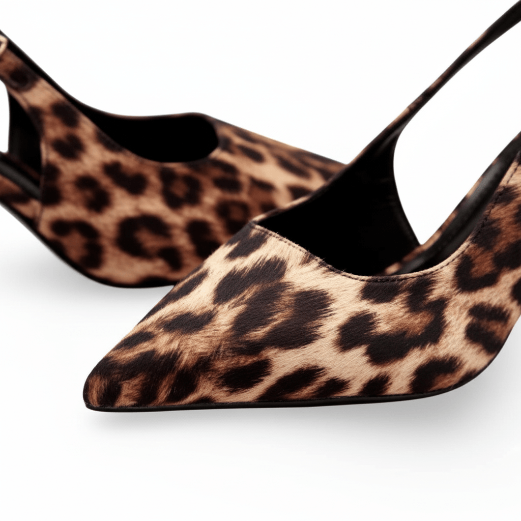 Leo Sling Backs – Slingpumps Leo-Print Paar, 3/4 Ansicht | LiBEAU
