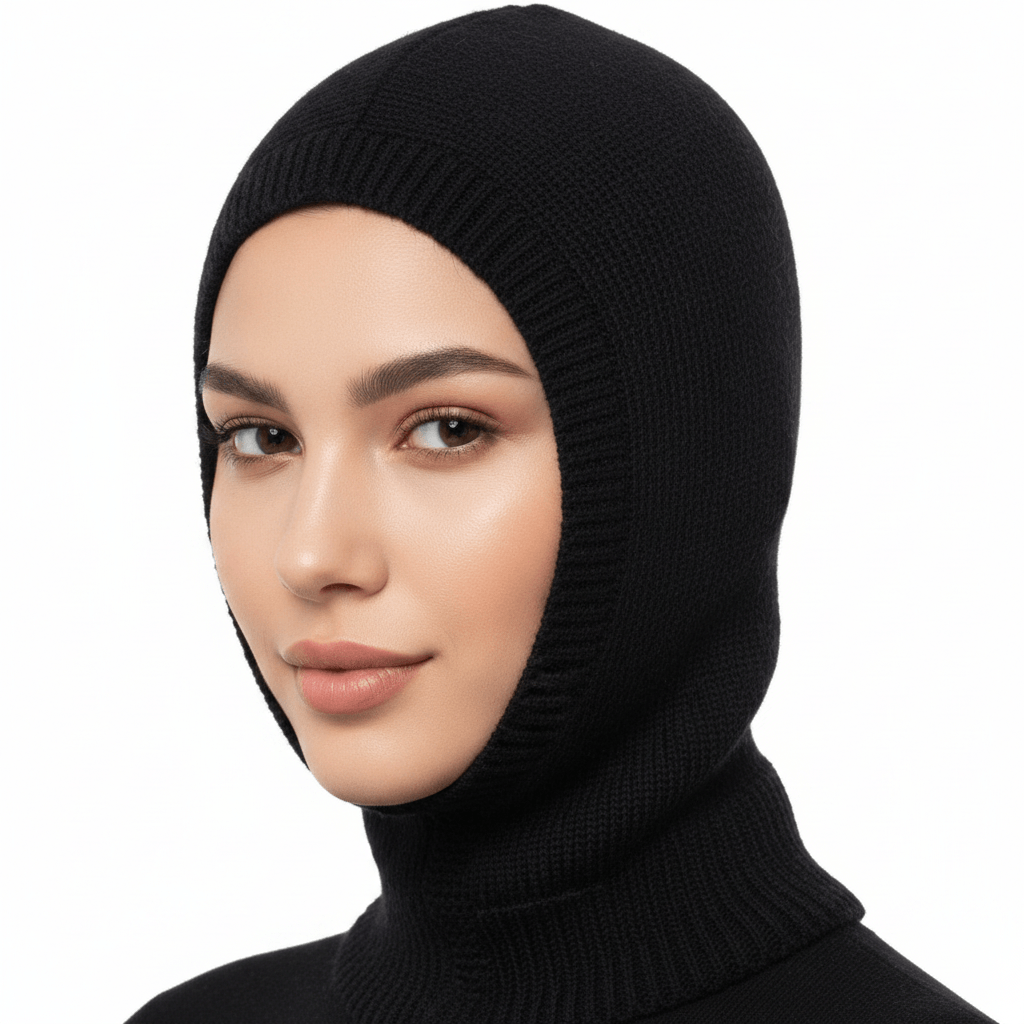 Loop Schal & Mütze – Strick Balaclava in Schwarz, warm und weich für Herbst & Winter | LiBEAU
